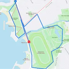 Carte de parcours de course à pied à Marseille, passant par le Parc Borély, l'hippodrome et les plages du Prado. Idéal pour savoir où courir à Marseille.
