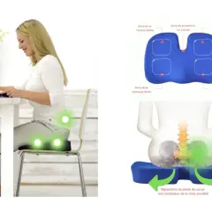 Coussin ergonomique soulageant la douleur au sacrum, avec zones de protection et de répartition du poids.