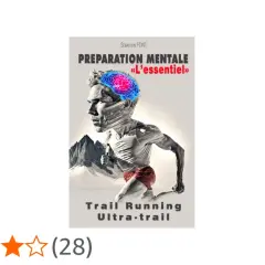 Couverture du livre "Préparation mentale : L'essentiel" pour le trail running et l'ultra-trail, avec un coureur et un cerveau stylisé.