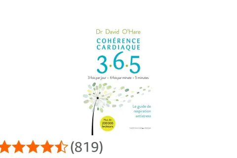 Livre "Cohérence Cardiaque 3.6.5" du Dr David O'Hare, guide de respiration antistress pour gérer le stress.