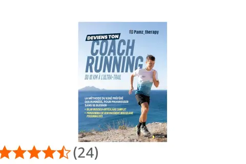 Couverture du livre "Deviens ton coach running du 10 km à l'ultra-trail", avec un coureur en pleine action sur un sentier côtier. Idéal pour un podcast trail.
