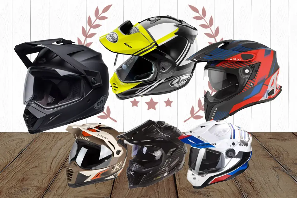 Collection de casques de moto tout-terrain, certains avec des visières et des designs audacieux, parfaits pour le meilleur trail.